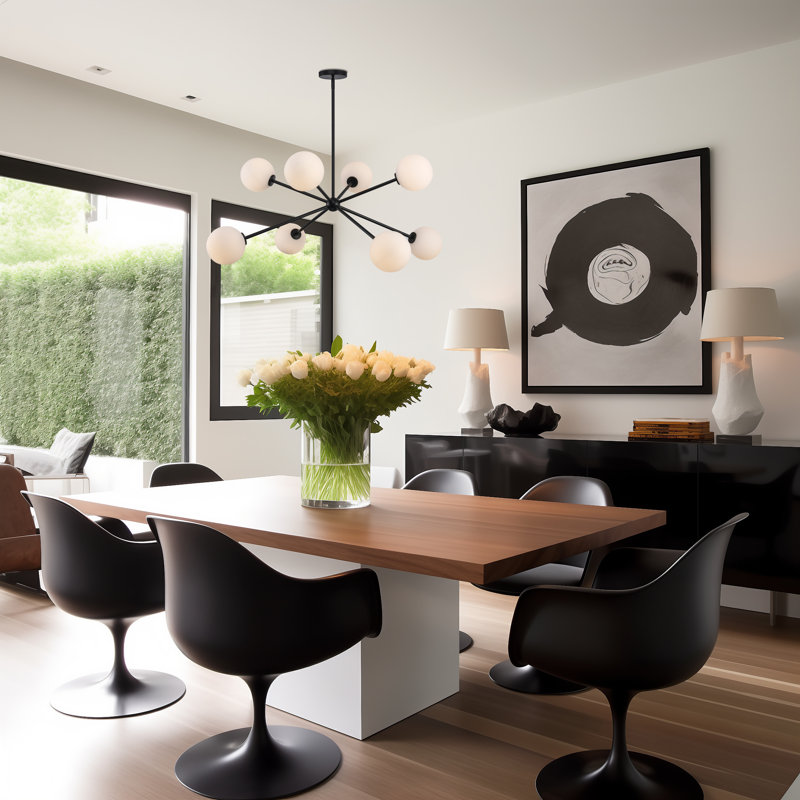 Luminaire suspendu Spoutnik à 8 lumières Orabell, Noir