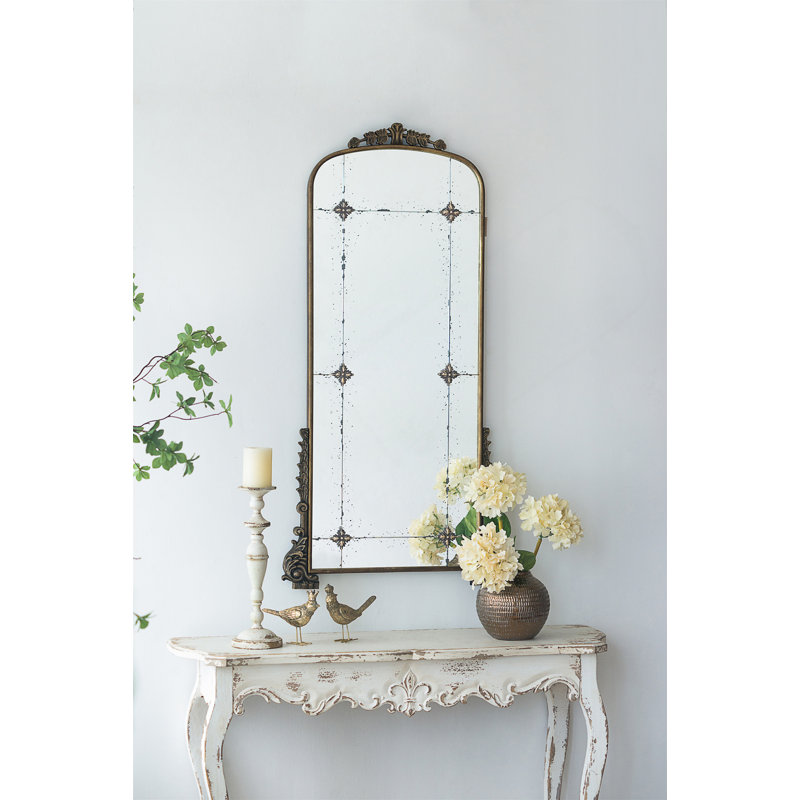 Miroir arqué 24 "x 48,5" doré antique avec cadre en métal, miroir pleine longueur pour vestibule de salle de bain de salon