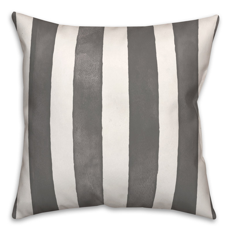 Housse et insert de coussin carré extérieur Watercolor Stripe 4, 18 po x 18 po, gris