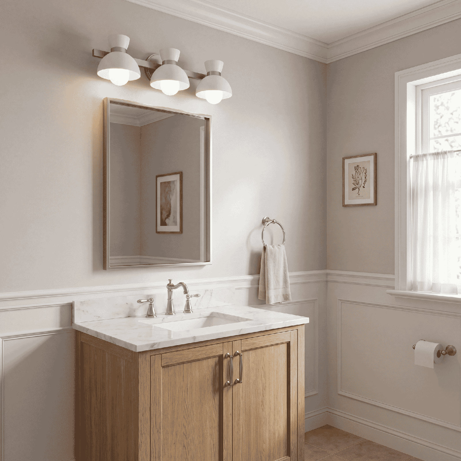 Zurie 3-Light Vanity Light, Natural Brass