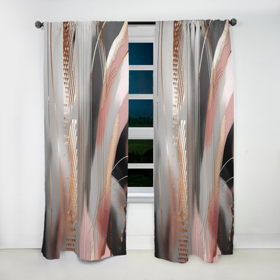 Rideau en velours rose rose et or complexe - I obscurcissant - 1 panneau