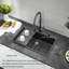 Évier de cuisine en quartz 33 po x 22 po - extra profond, résistant à la chaleur, design moderne-115613312