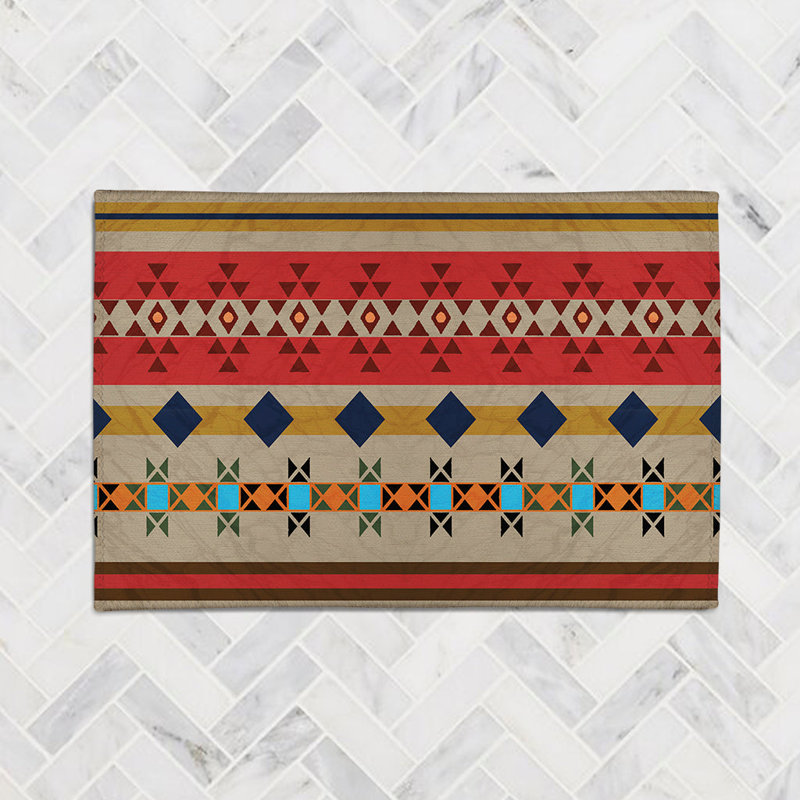 Tribal Lodge Pattern Chenille Indoor Rug, Rectangle 3' x 5'
