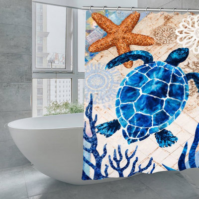 Rideaux de douche Coastal Sea Turtle Starfish, 71 × 71