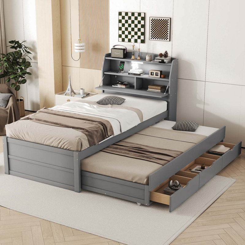 Lit pour chambre à coucher, gris