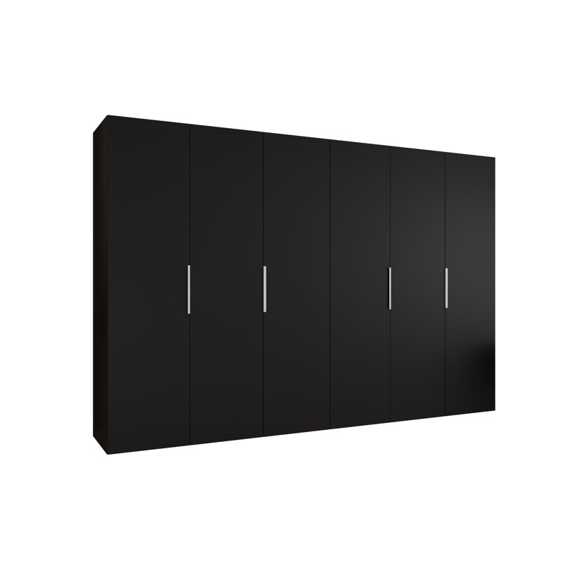 Manufactured Wood Wardrobe, black matt + handles: cashmere