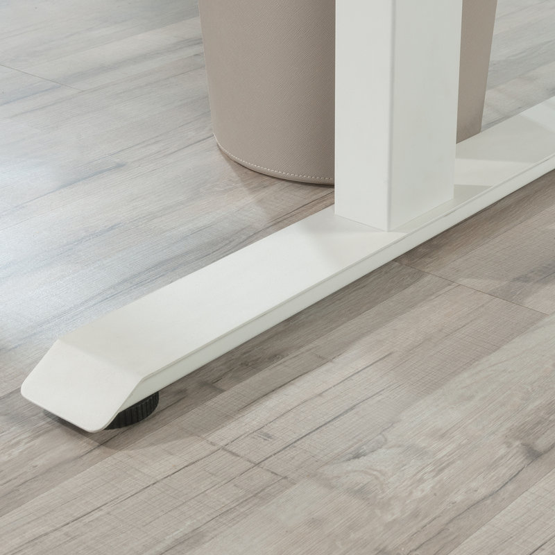 Bureau contemporain assis / debout avec quatre hauteurs préréglées, finition blanche