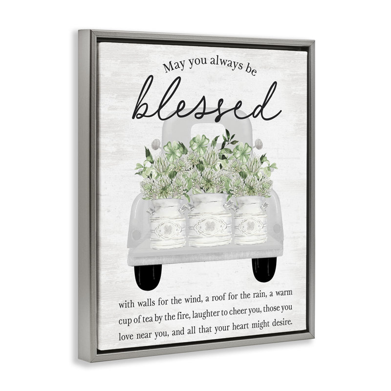Cadre flottant «Always Be Blessed Spring Florals», design avec lettres et doublure, H 31 po x l 25 po