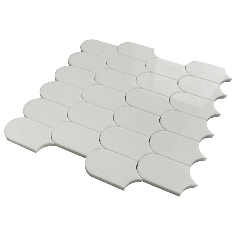 Carrelage mosaïque en marbre poli 12,11 po x 12,11 po Moonlit Arches, Cristal blanc