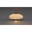 Lustre suspendu simple de 14 po (L) à une lumière avec abat-jour en verre blanc crème festonné-883860726