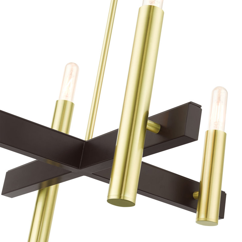 Lustre linéaire moderne à 4 lumières Shelby, Laiton satiné