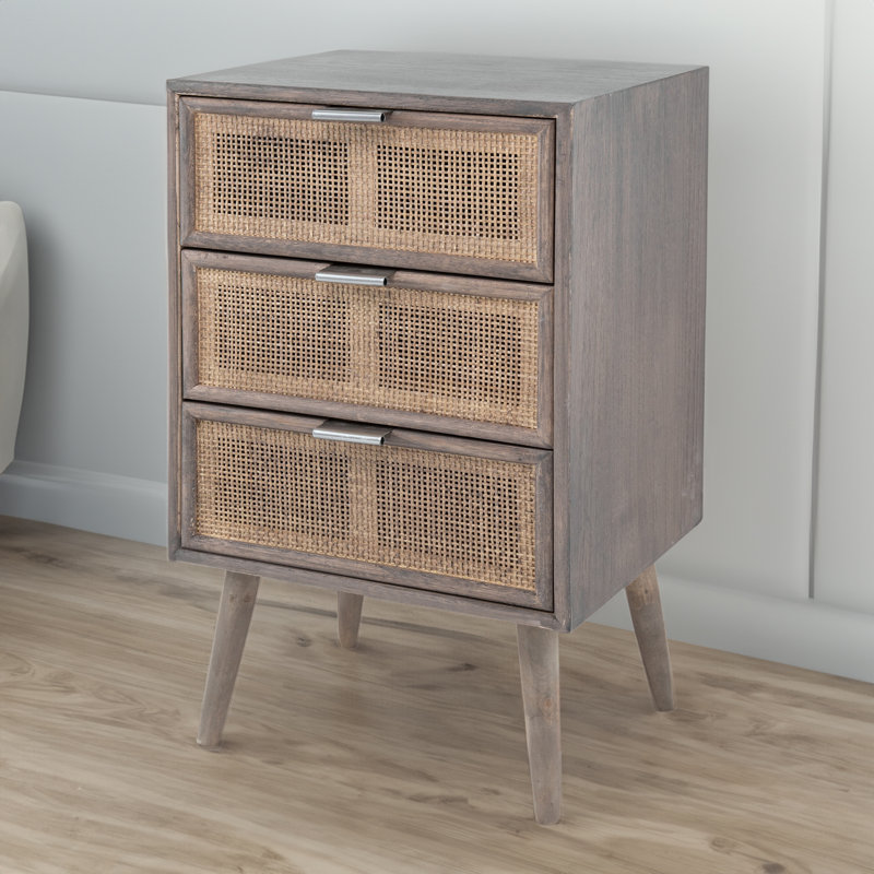 Commode 3 tiroirs l 14,5 po Bianco, Gris foncé