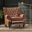 Chaise en polyuréthane brun clair à dossier poussoir de style classique