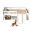 Structure de lit simple avec tablette de rangement, structure de lit en bois avec glissière et échelle, lit plateforme simple avec garde-corps, aucun sommier requis, assemblage facile, blanc-1079188545