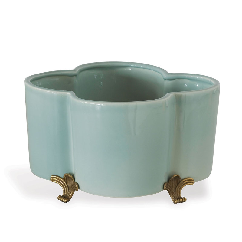 Quatrefoil Planter, Celadon