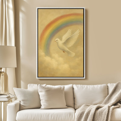 Art mural sur toile encadrée - Rainbow Dove, impressions murales pour chambre à coucher - 16 po x 24 po