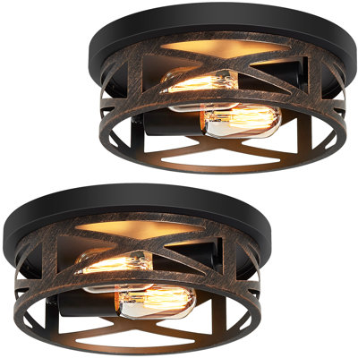 Ensemble de 2 plafonniers ronds encastrés 2 lumières bronze