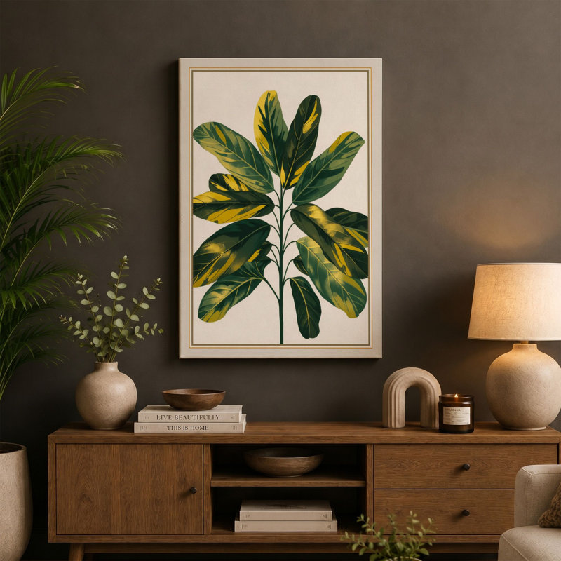 Variegated Specimen Botanical - Wrapped Canvas, 36x24 - 91.4 x 61.0 cm, Sage Border