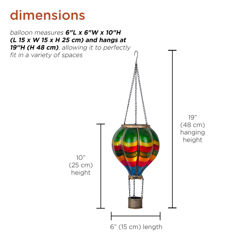 10"-19"H Adjustable Solar Hanging Balloon with Flicker LED Lights