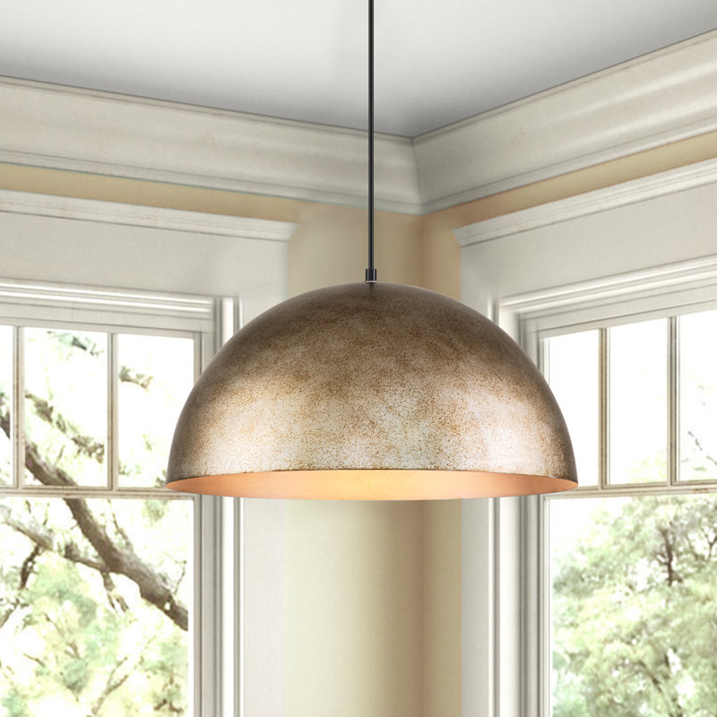 Airabella 1 - Light 50cm Distressed Metal Dome Pendant