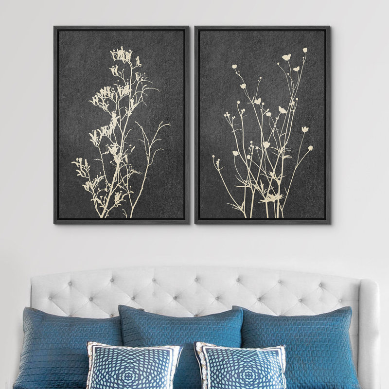 Minimal Botanical Wildflower, Cadre flottant noir, H 36 po x l 48 po