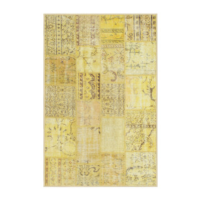 Jaune traditionnel/Tapis décoratif noir
