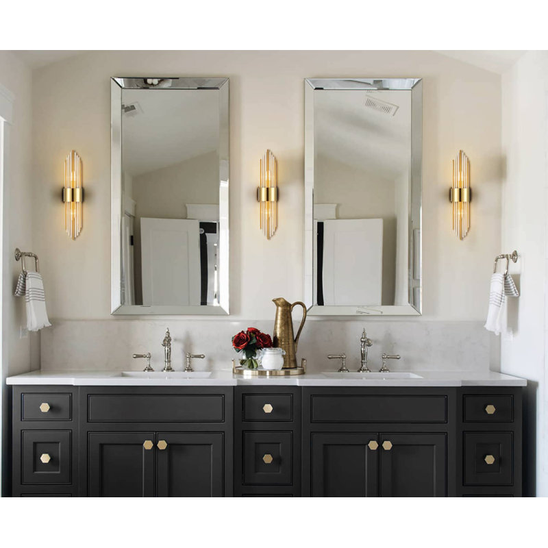 Gold Crystal Flush Mount Sconces (Set Of 2), Brushed Gold