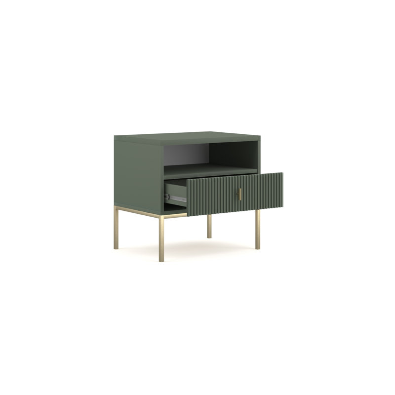 MAGGIORE 54cm W Bedside Table, Green/Gold