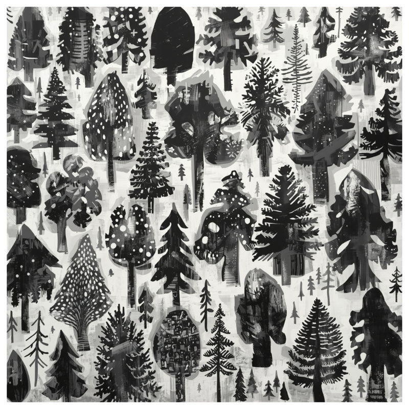 Édredon monochrome Forest Illustration, Lit simple
