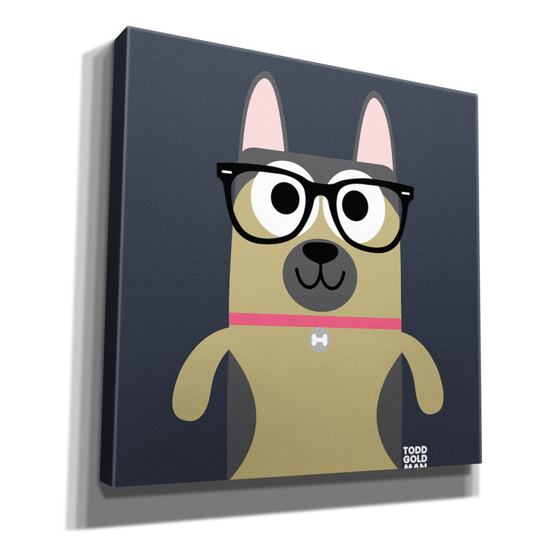 «Bow Wow German Shepherd» par Todd Art, H 12 po x l 12 po x P 0,75 po