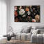 Très grand art mural imprimé sur toile - motif floral rétro classique à motif botanique foncé pour le salon ou la chambre à coucher - «Assemblage requis du cadre (cadre non fini)»-105075966