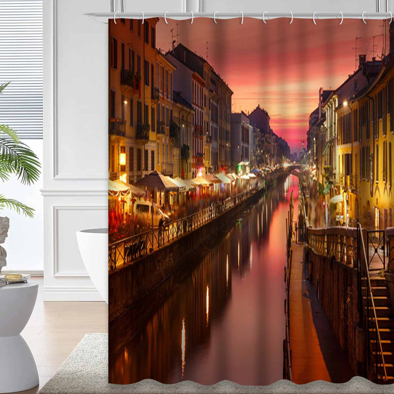 Rideau de douche avec 12 crochets Sunset, L 72 po x l 72 po