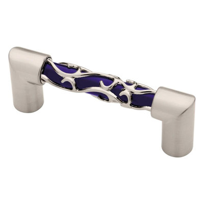 3" Crystal Lace Bar Pull Satin Nickel & Blue