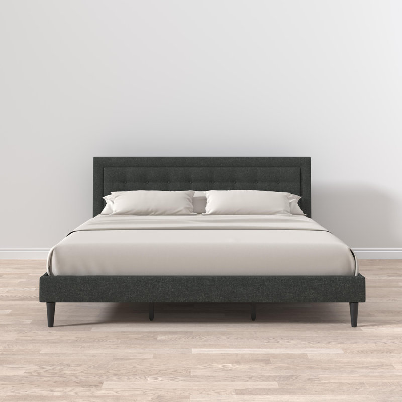 Ogrady Upholstered Platform Bed, King, Gray