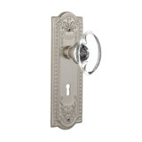 Crystal Oval Interior Mortise Door Knob with Meadows Long Plate