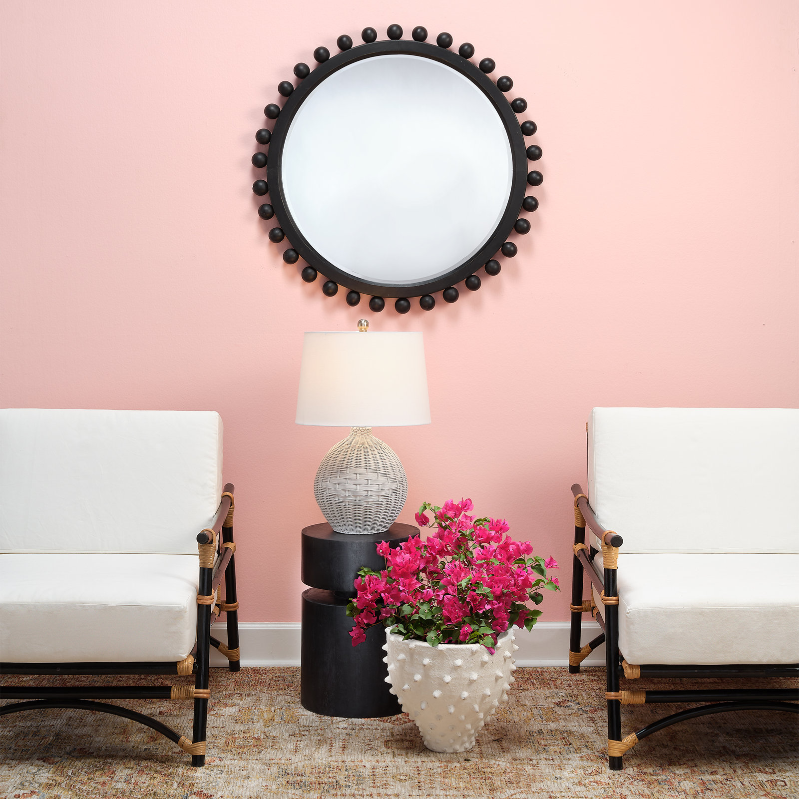 Augustine 35" Accent Mirror, Dark Charcoal Stained Wood