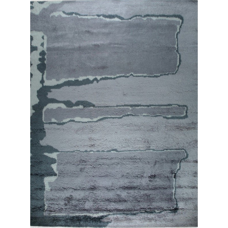 Maya Classic Purple Hand Knotted Wool Contemporary Abstract Area Rug, Rectangle 9' x 12'