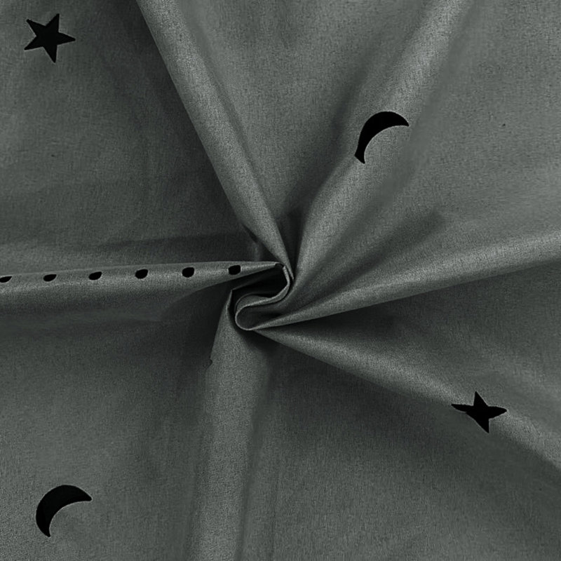 2 Pieces Hollow Starry Moon Star Perforated Curtain Curtain Dark Gray, 52" W x 83.9" L