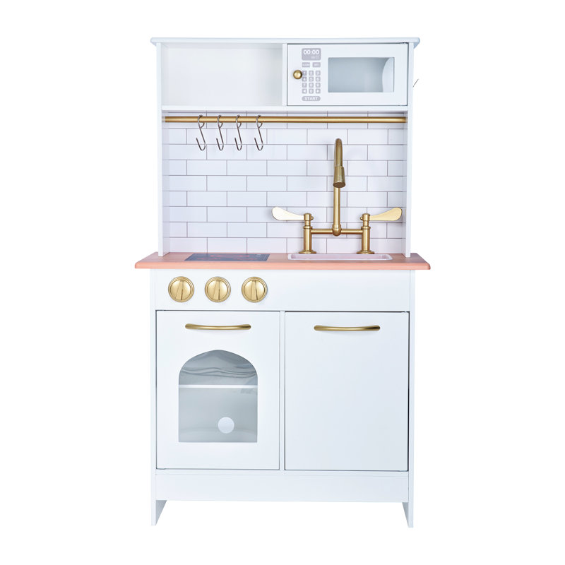 Little Chef Boston Wooden Play Kitchen, White/Gold