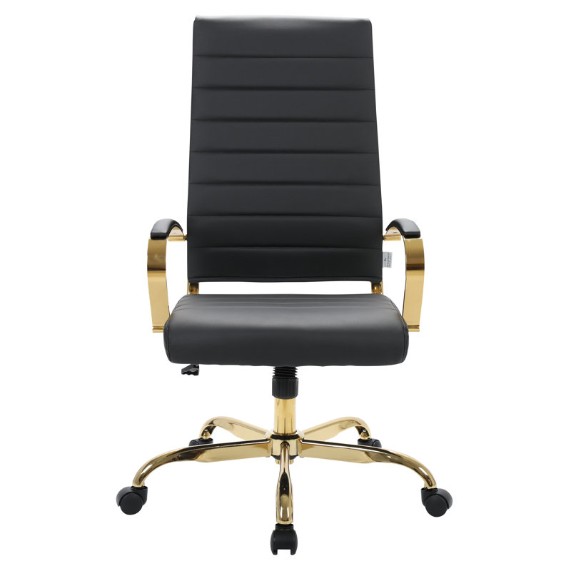 Fauteuil de bureau en cuir Humairaa, Noir
