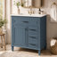 Meuble-lavabo Mavessa de 30 po avec comptoir en céramique, meuble-lavabo autoportant à un seul lavabo avec tiroir rabattable, 2 tiroirs, tablette réglable, porte-accessoires et porte à fermeture amortie-2093626185