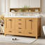 Meuble-lavabo 59,3 po avec armoire en bois, 2 lavabos en résine SMC, 4 portes, 5 tiroirs, tablettes réglables, poignées noires