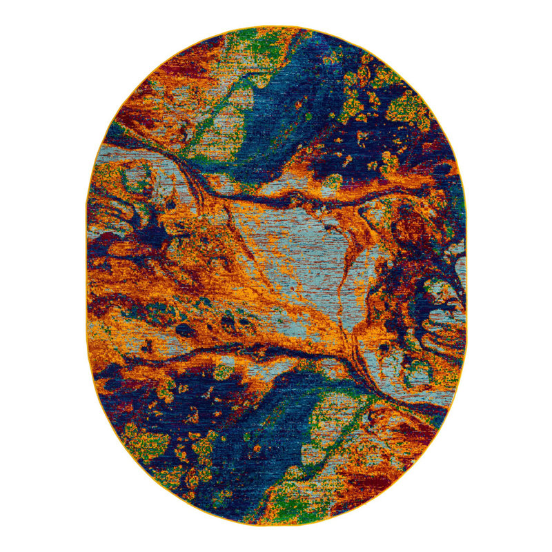 Malaija Abstract Indoor Rug, Oval 7'10" x 10'