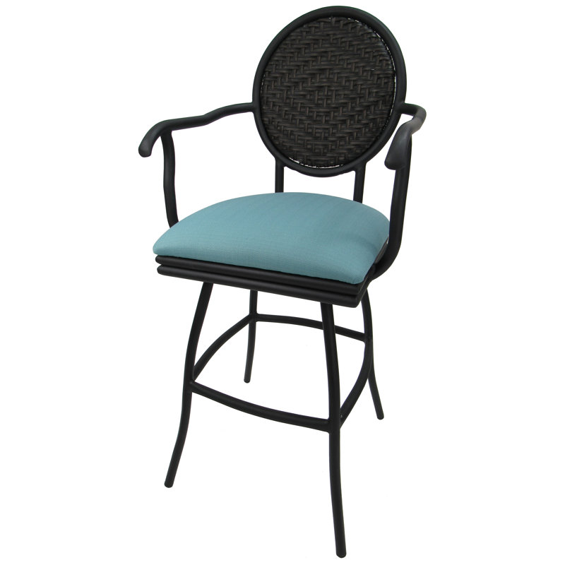 Tabouret pivotant et très grand Merriwood, Lin turquoise, Tabouret de bar (siège d'une hauteur de 30 po)