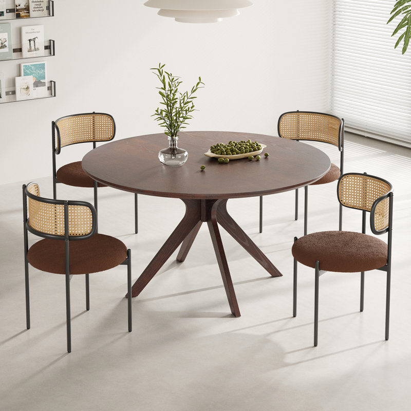 4 Person Round Dining Sets, Brown