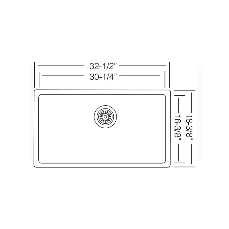 Grand lavabo simple encastré 32-1 / 2 Crystagranite gris