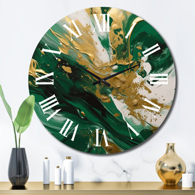 Horloge murale verte en or vert Cascade II