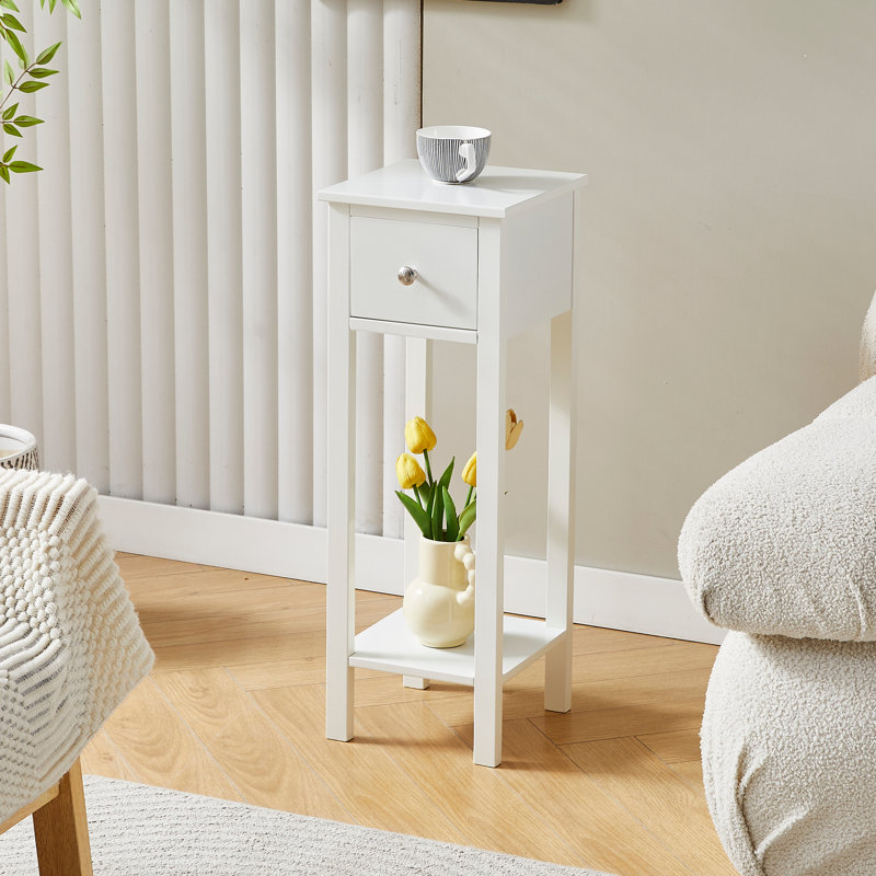 25cm W Manufactured Wood Bedside Table, White