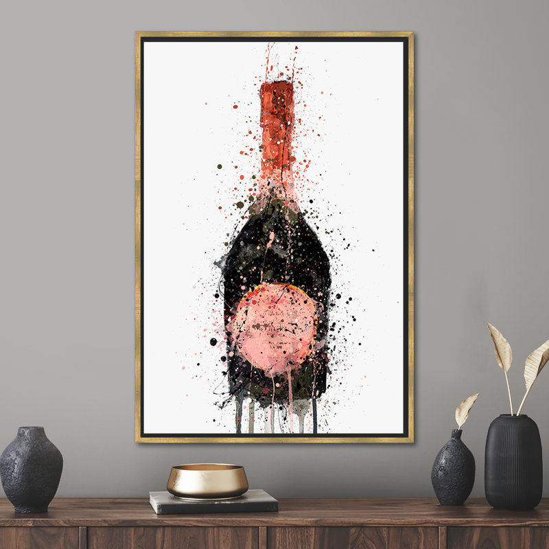 Champagne Splash, peinture abstraite - art mural moderne sur toile pour la décoration intérieure, H 81 po x l 45 po