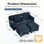 Canapé modulaire en forme de U 76,4 po Cloud 2, 2 places avec 2 repose-pieds, coussins épais, velours côtelé respirant, bleu-133671305